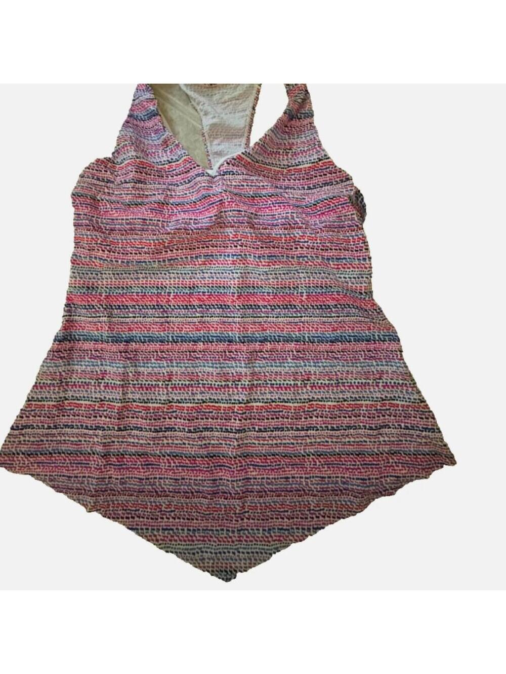 Island Escape womens size 14 pink red and black floral tanktini top. #21